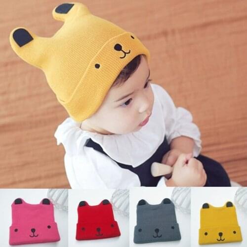 Baby Hat Winter Infant Knit Hat Toddler Kids Girls Boys Cute bear cartoon Knitted Little Ear Cap Warm Hat Bonnet Beanie Turban
