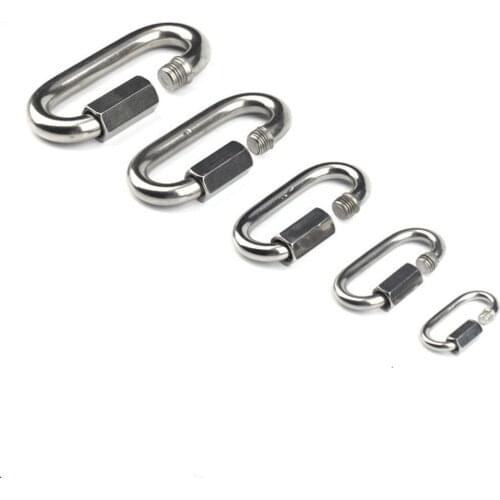 Stainless Steel Screw Lock Climbing Gear Carabiner Quick Links Safety Snap Hook Connecting Ring Chain Buckle Climbing Equipment