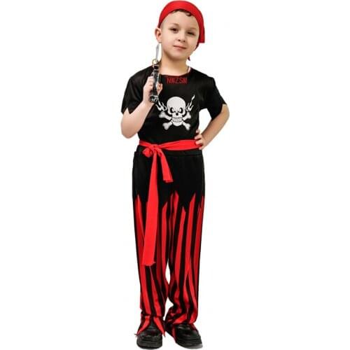 Carnival Kids Pirate Costume New Style Three Sizes Boys Pirate Outfits Halloween Cosplay Domineering Pirate Captain Costume