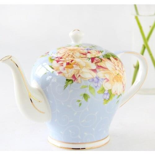 Royal Bone China Coffee Pot 1300ml Big Size Ceramic Coffee Pot Flower Tea Teapot Household Fashion Cold Water Pot