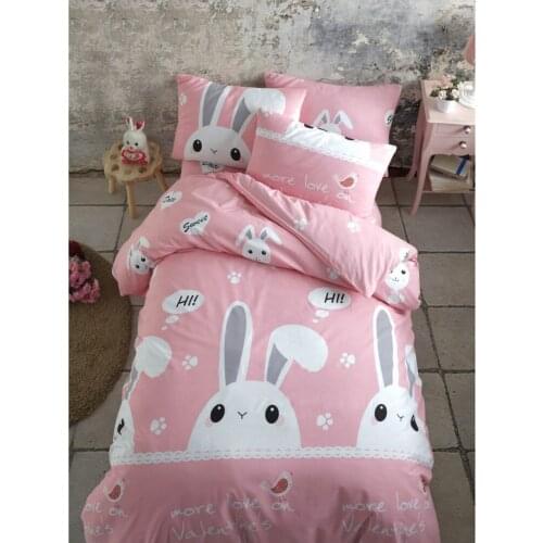 Cotton Bedding Set 3 Pieces Pack 160x240 Sheet Duvet Cover Pillowcase Linens Set Modern Rabbit Design Duvet Cover Home Textile