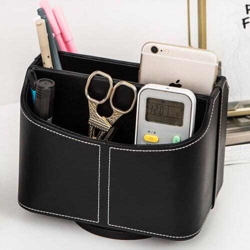 Creative Rotation Leather Pen Holder Makeup Organizers Storage Boxes Cosmetic Drawers Jewelry Display Box Case Desktop ZH236