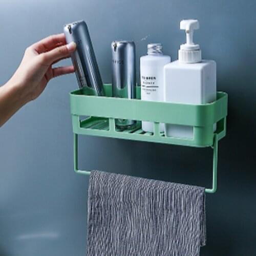 Creative Kitchen Wall-mounted With Towel Rack Hollow Shelf Waterproof Double-sided Nail-free Bathroom Toiletries Storage Rack