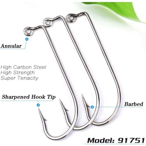 Lots 30pcs Fishing Hook Jig HC-72A High-carbon steel Silvery Fishhook Bass 91751 2#-5/0# Barbed Sharpened Hook