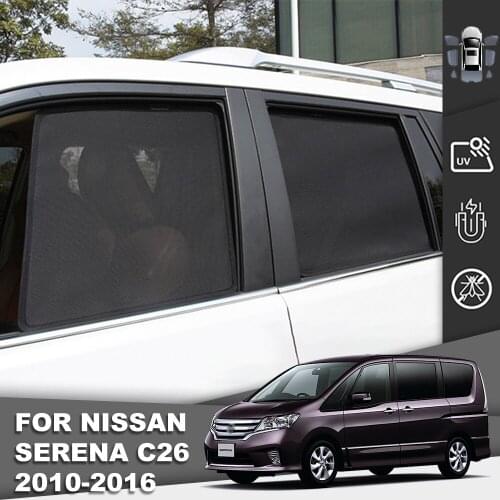 For Nissan SERENA C26 4th 2010-2016 Sunshade Car Magnetic Uv Shield Front Black Foldable Window Mesh Auto Door Frame Curtain
