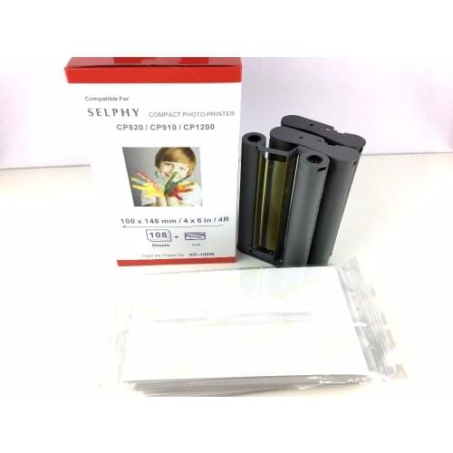 Compatible KP-108IN Color Ink / Paper Set For Selphy CP800 CP810 CP820 CP900 CP910 CP1200 Printer 108 sheets Paper+3 Ink Ribbon