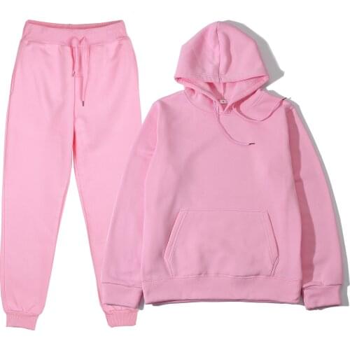 Autumn and winter new suit thickened plus velvet pullover hooded womens suit sports and leisure two-piece trousers and leisure