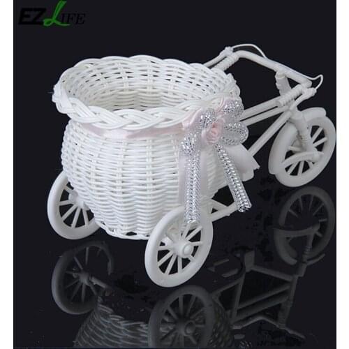 Rattan Weaving Artificial Flower Baskets Handmade Simulated Basket Wooden Garden Pot Planter Office Flowers Decor Bicycle P4W1