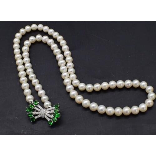 Freshwater pearl WHITE NEAR ROUND AAA 6-7MM necklace 23inch nature wholesale FPPJ