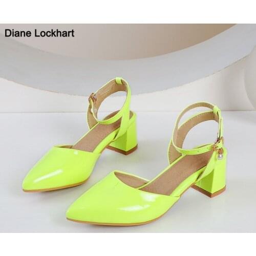 Summer sandals Color grid Pointed Toe Ankle Strap Buckle High-heeled sandals Summer Shopping Sandals Size 34-43
