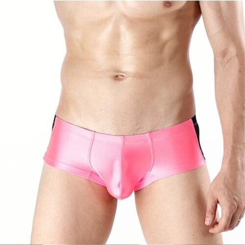 Mens Silky Underwear Sexy Mini Boxershorts Ice Silk Underpants Male Boxer Shorts Trunks Nylon Spandex Men Shorts Cueca Masculina