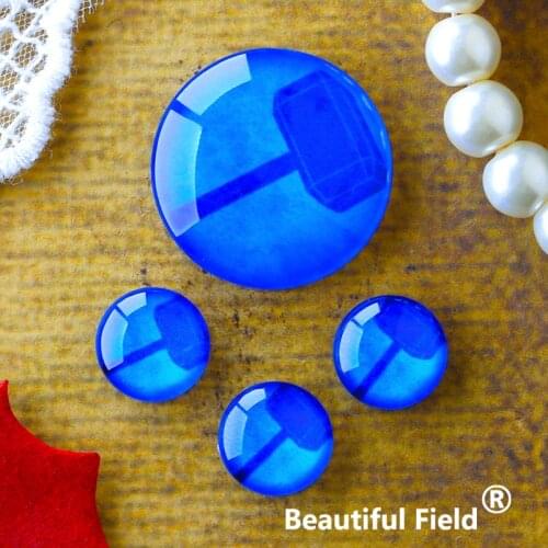 12mm 25mm 14mm 16mm 18mm 20mm Photo Glass Cabochons Round Cameo Set Handmade Settings Stone Hammer Hero BBBB297