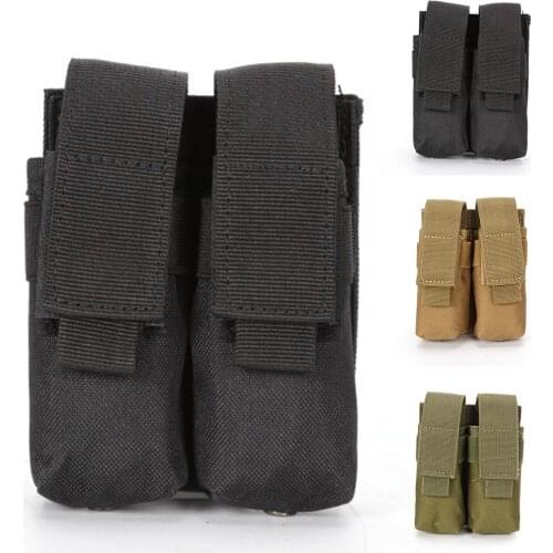 Hunting Dual Pistol Magazine Mag Pouch Holster Molle Vest Accessory Bag For Flashlights Multi-tools Shooting Airsoft Paintball