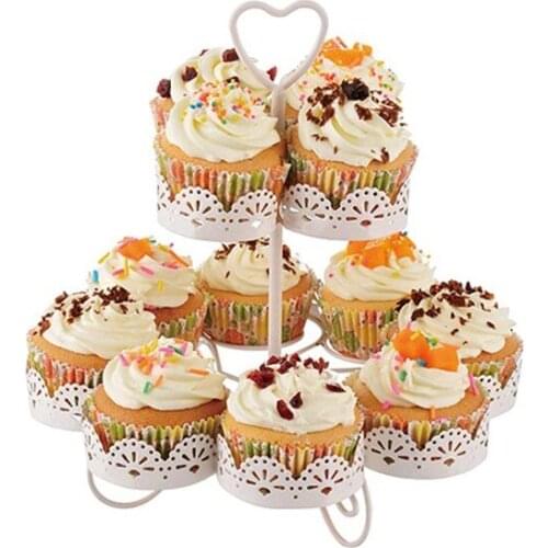 Wedding Two Tier White Cupcake Display Racks 12pcs Cupcake Display Plates for Home Party Tableware Donuts Cake Stands