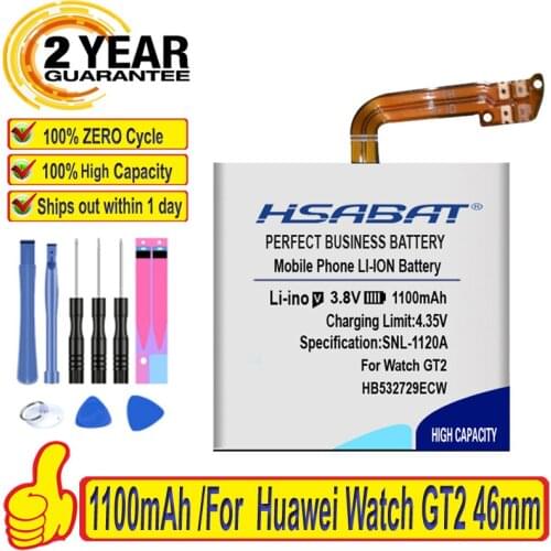 Top Brand 100% New 800mAh HB532729ECW Battery for Huawei Watch GT2 GT 2 46mm Batteries + free tools