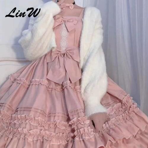Victorian Sweet Kawaii Lolita Berlin Girl Lolita Cute Vintage Jsk Sleeveless Bow Lace Princess Tea Party Dresses