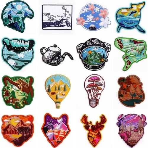 Embroidered Patch Wilderness Patch Iron On Patches For Clothing Mountain Camping Patches On Clothes Adventure Clothing Stickers