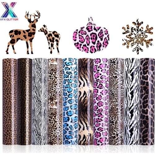 XINFANGXIU Htv Vinyl Roll 1 Sheet 25*30.5cm PU Leopard Heat Transfer Vinyl Film Stretch Heat Press Vinyl Film Iron-on HTV TShirt