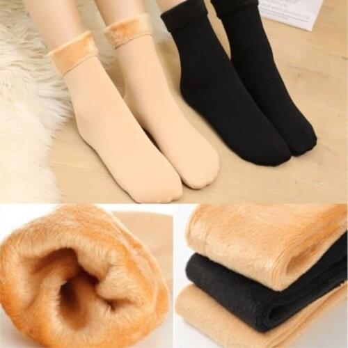 1 Pair Winter Warmer Women Thicken Snow Socks Thermal Wool Cashmere Snow Socks Breathable and Elastic Womens Velvet Boots Socks