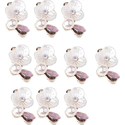10 Pieces DIY Women,Girls,Ladies Flower Pearl Rhinestone Pendants Charms with