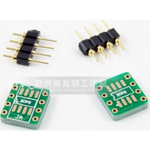 10PCS single to double SMD single op amp to dual op amp DIP8 in-line PCB board with full gold-plated round pin header