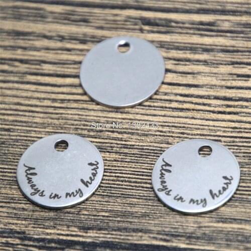10pcs always in my heart charm silver tone message charm pendant 20mm
