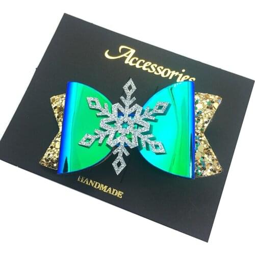 10pcs Christmas Green Hair Bows Sequins Cute Mini Girls Hair Clips Hairpins Festival Barrettes Headdress Accessories