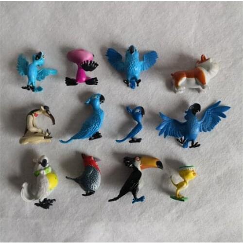12PCS/lot Cartoon Lovely Animal Dolls Cute Parrot Model 3.5-5cm Kids Toys Home Decoration