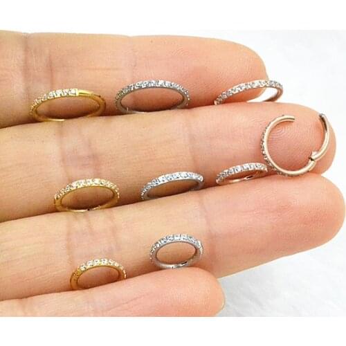20pcs/lot Free Shipping 316L Surgical Steel Seamless Hinged Segment Ring Clicker Ear Cartilage Nose Hoop Septum CZ Hot