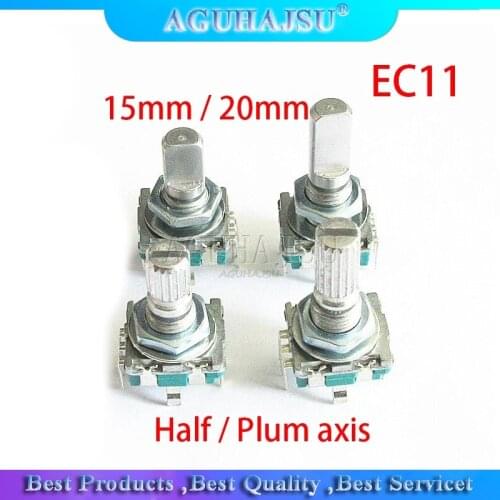 30PCS Half / Plum axis rotary encoder, handle length 15mm / 20mm code switch/EC11 / digital potentiometer with switch 5Pin