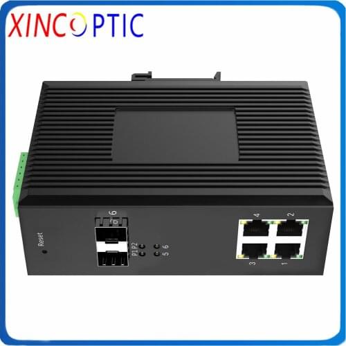 4*GE PoE+2*GF Unmanaged Industrial PoE Switch,2*1000Base-X, 4*10/100/1000Base-T 2Fiber and 4RJ45 Managed Industrial Switch