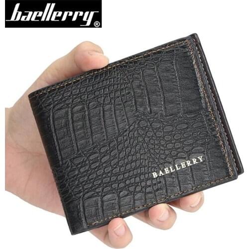 Baellerry High Quality Leather short Men Wallets Crocodile Male Clutch Purse with ID Credit Card Holder Coin Pocket carteira