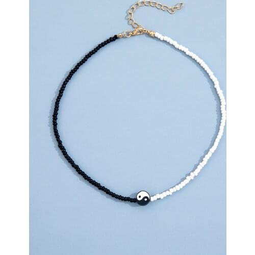 Stillgirl One Piece Punk Tai Chi Unusual Pendant Necklace for Women Vintage Beaded Chain Geometric Female Y2K Fashion ZA Jewelry