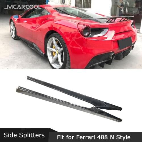 Dry Carbon Fiber / FRP Unpainted Black Side Skirt Case for Ferrari 488 N Style 2015 2016 2017 2018