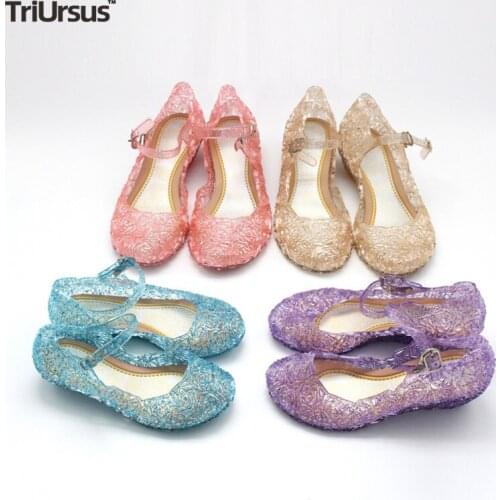 Kids Jelly Sandal Shoes Cut-Out Girls High Heels Mini Melissa 2020 Little Girl Sandals Toddler Summer Princess Crystal Shoes