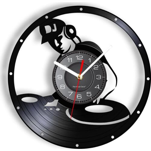 DJ Mixer Vintage Vinyl Record Clock Electronic Music Room Decoration Music Disc Jockey Mixing Turntables Vinyl LP Wall Clock
