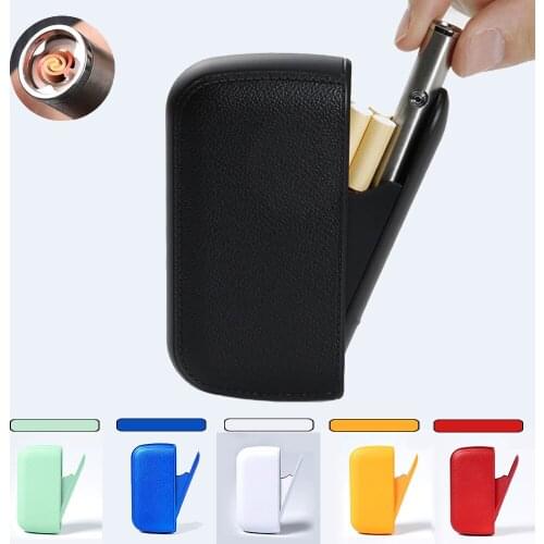 Elegant 6 Colors PU Leather Waterproof Cigarette Case With Lighter Unisex Coarse Fine Cigarette Case For Smoking Holder Gifts