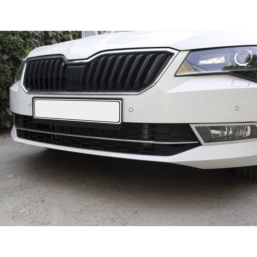 Skoda Superb B8 Chrome Front Bumper Molding 3 Piece Stainless Steel (2015-2019)