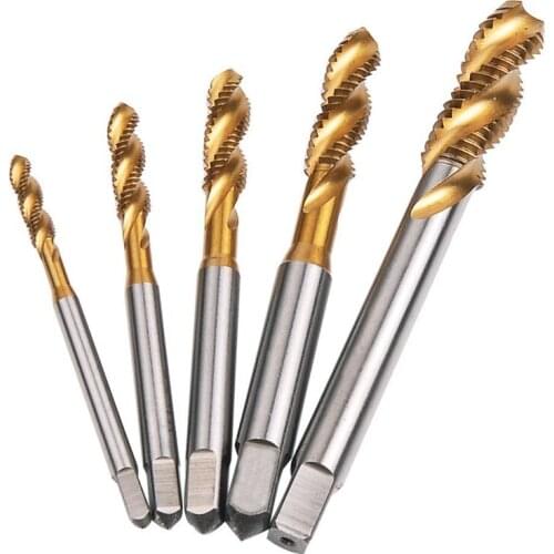 HLZS-Spiral Pointed Taps Tapping Thread Forming Tap Hss 5Pc Metric Spiral Fluted Machine Screw Tap M3 M4 M5 M6 M8