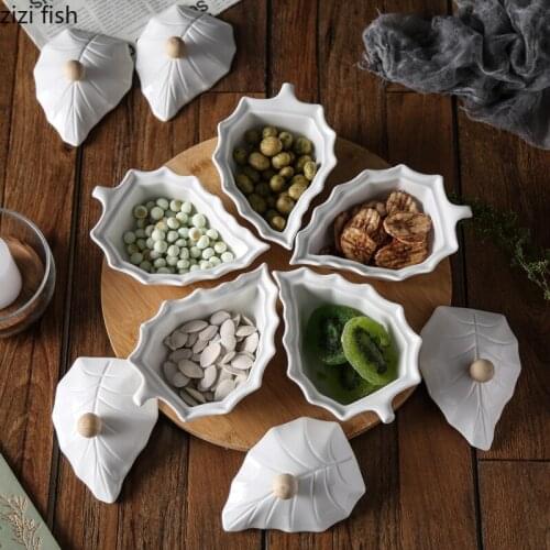 Leaves Type Ceramics Plate Flavor Small Dish Seasoning Dish White Desktop Storage Food Plate European Fruit Dish Tableware Decor