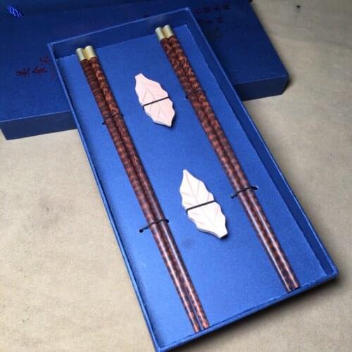 Chinese mahogany snake pattern wooden chopsticks set adult wooden tableware household crafts solid Chinese chopsticks gift box