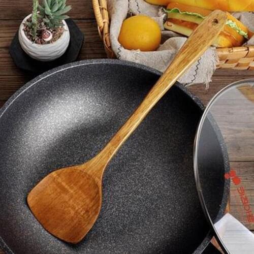 Long Handle Wooden Cooking Rice Spatula Scoop Kitchen Utensil Non-stick Hand Wok Shovel Kitchen Tools Accessories Cookware