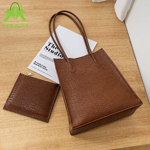 Fashion Crocodile Pattern Handbag For Women High Capacity Shoulder Bag Designer Female Tote Bag Luxury PU Leather Son-mother Bag