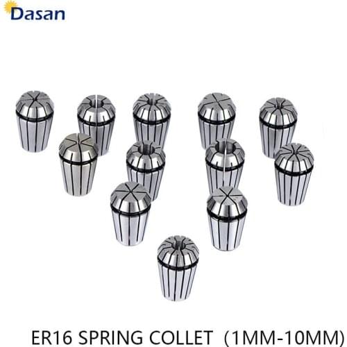 10 Pcs ER16 Spring Collet Set 1 1.5 2 2.5 3 4 5 6 7 8 9 10mm Drilling Machine Spindle ER16 Collet for CNC Collet Chuck Holder