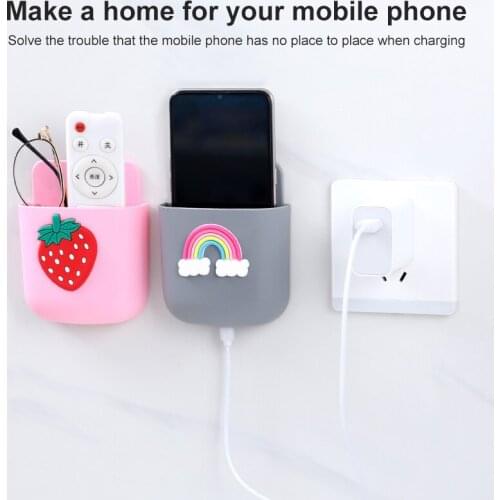 Wall-Mounted Storage Box Mobile Phone Storage Rack Remote Control Storage Box Hole Free Storage Box Rack Household Supplies