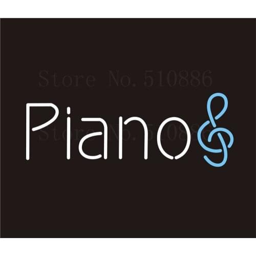 Custom NEON Sign Board Piano Music GLlass Tube Beer Bar Club Pub Display Store Shop Light Signboard Signage Signs 17*14"