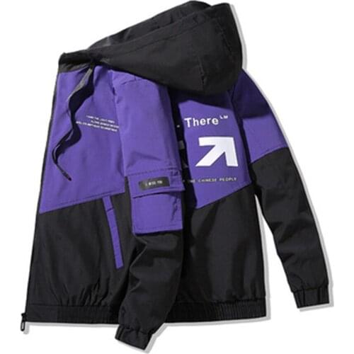 New Jacket Young Mens Hooded Sports Sweatshirt Fashion Print Zipper Coat Personality Sleeve Dag Spring And Autumn Winter 2021