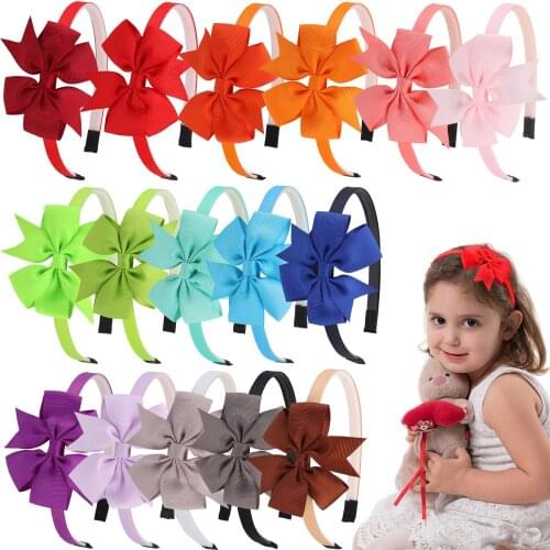 XIMA 1Piece 3inch Grosgrain Hair Bows Hairbands Girls Headbands Children Girls Bows Hair Hoops Kids Hair Accessories
