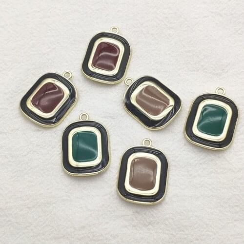 New Arrival!26x19mm100pcs Enamel Rectangle Pendants/Charm for Handmade Necklace Earrings DIY Parts,Jewelry Findings & Components