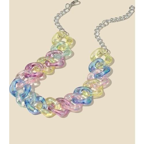 ZiccoWong Colorful Acrylic Link Chain Long Necklace Pendant For Women Girl Transparent Exaggerate Fashion Long Necklace Jewelry